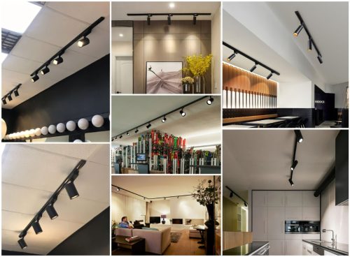 GU10 nyomvonalas spotlámpa fekete RITI lámpa egyfázisú sínekhez