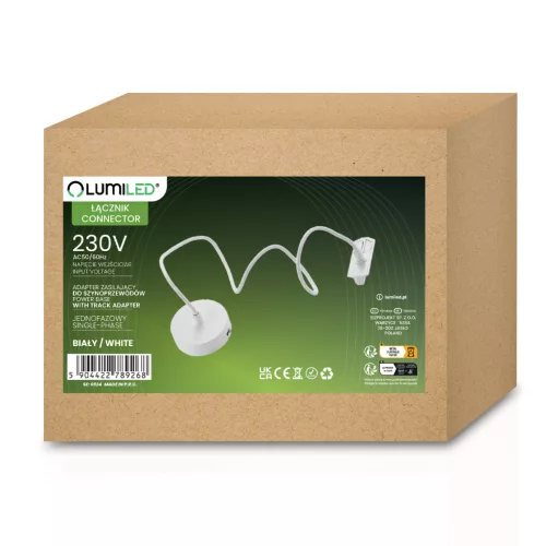 Tápegység adapter gyűjtősínekhez, szerelőaljzat 1F fehér LUMILED