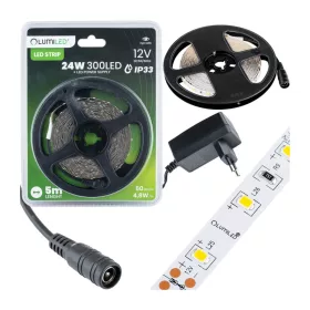   Szett LED szalag szalag 12V 24W 300LED SMD 2835 hideg 8mm 5m + tápegység