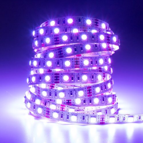 Szett LED szalag szalag 12V 24W 300LED SMD 5050 RGB 8mm 5m + tápegység + távirányító