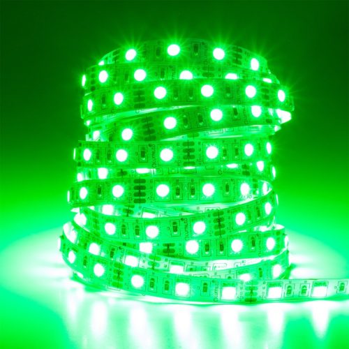 Szett LED szalag szalag 12V 24W 300LED SMD 5050 RGB 8mm 5m + tápegység + távirányító