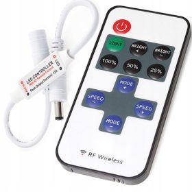   LED szalag dimmer, rádiós vezérlő MINI RF DC 6A távirányítóval