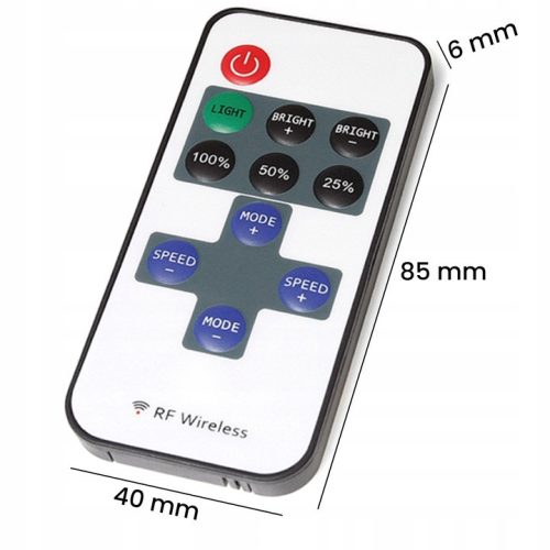 LED szalag dimmer, rádiós vezérlő MINI RF DC 6A távirányítóval