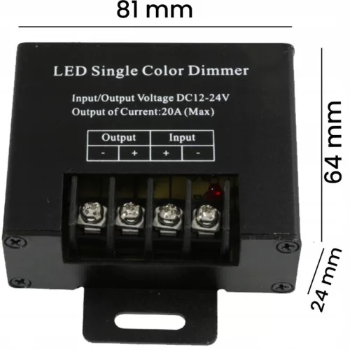 Dimmer LED szalagokhoz, Rádióvezérlő RF távirányítóval 20A 12V