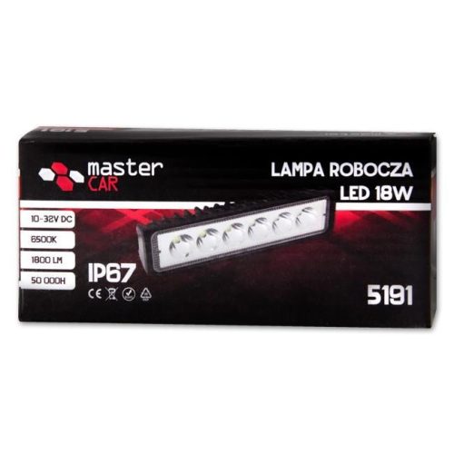 LED műhelylámpa halogén 18W 1620lm 6000K Hideg 60° IP67 Masterled