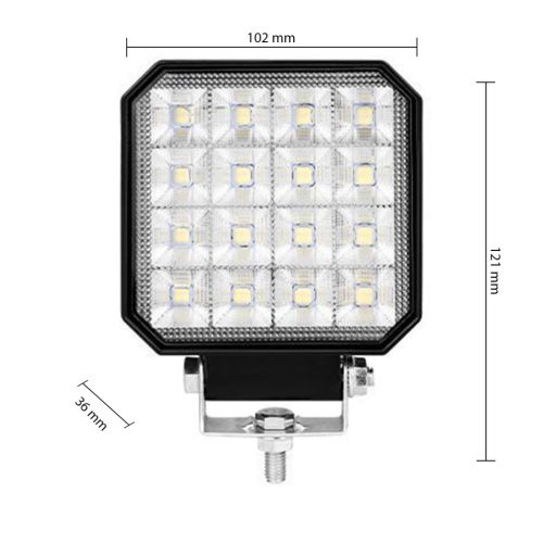 LED autós munkalámpa halogén 48W 4000lm 6000K Hideg 180° fekete IP67 Masterled