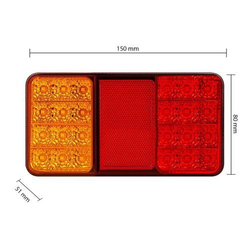 LED hátsó kombinált lámpa, irányjelző, 3 az 1-ben, bal, 5W, 500lm, 90°, fekete, piros, narancssárga, IP65, Masterled