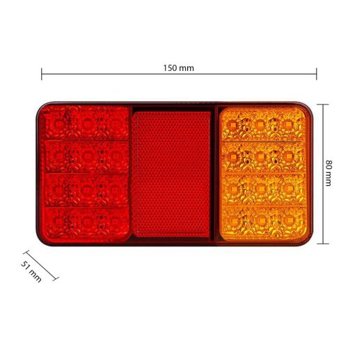 LED hátsó kombinált lámpa irányjelző 3 az 1-ben jobb 5W 500lm 90° fekete piros narancs IP65 Masterled