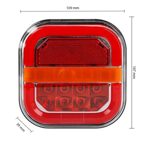 LED hátsó lámpa, jobb oldali helyzetjelző, féklámpa, irányjelző 27W, 2700lm, piros, narancssárga, fehér, IP67, Masterled