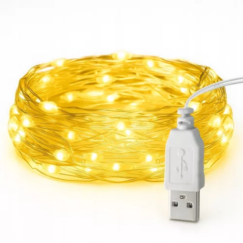 LED karácsonyi dekorációs füzér 2700K meleg fehér 100LED USB A 10m Masterled