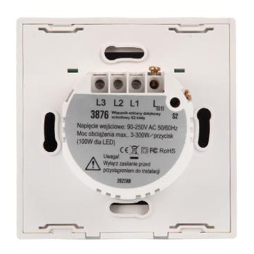 S2 Süllyesztett Távirányító Üveg LED Világításkapcsolóhoz, Fehér, IP45 Masterled Kábeltel