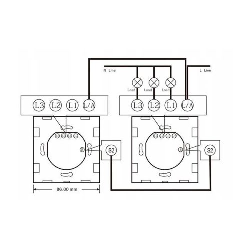 S2 Süllyesztett Távirányító Üveg LED Világításkapcsolóhoz, Fehér, IP45 Masterled Kábeltel