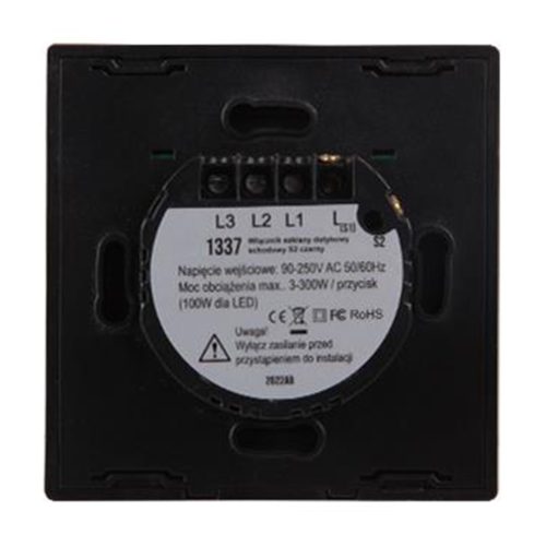 Üveg érintőkapcsoló lépcsőházhoz s2 távirányító kábel fekete Masterled