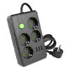 Hálózati hosszabbító kábel 4x dugó 3x aljzat USB-A fekete Masterled