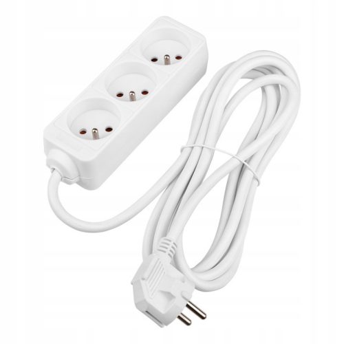 Hálózati Hosszabbító Kábel 3x Aljzat 1.5m Fehér Masterled