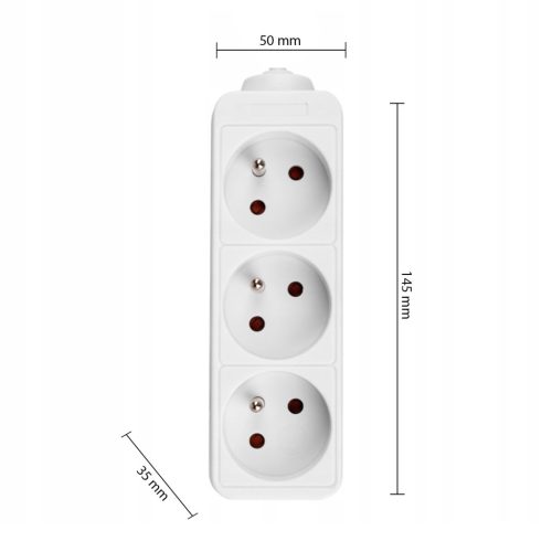 Hálózati Hosszabbító Kábel 3x Aljzat 1.5m Fehér Masterled