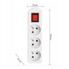 Hálózati Hosszabbító Kábel 3x Aljzat Ki/Be Kapcsoló 1.5m Fehér Masterled