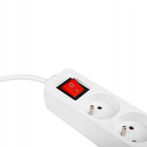 Hálózati Hosszabbító Kábel 3x Aljzat Ki/Be Kapcsoló 1.5m Fehér Masterled