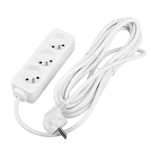 Hálózati Hosszabbító Kábel 3x Aljzat 5m Fehér Masterled