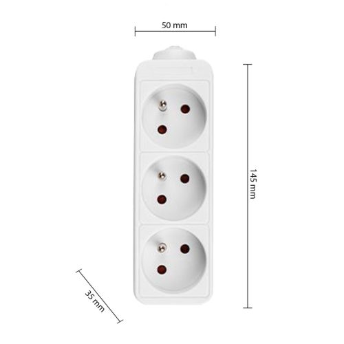 Hálózati Hosszabbító Kábel 3x Aljzat 5m Fehér Masterled