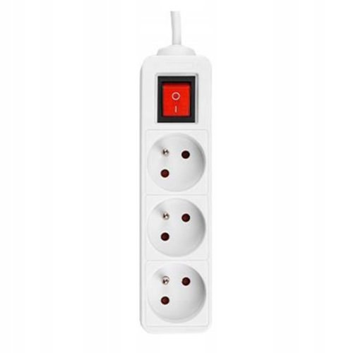 Hálózati Hosszabbító Kábel 3x Aljzat Ki/Be Kapcsoló 5m Fehér Masterled