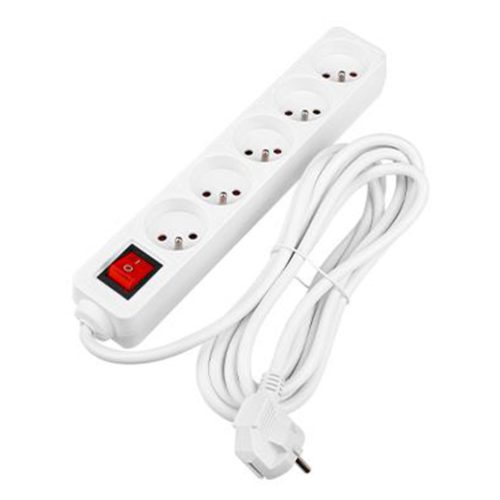 Hálózati Hosszabbító Kábel 5x Aljzat Ki/Be Kapcsoló 3m Fehér Masterled