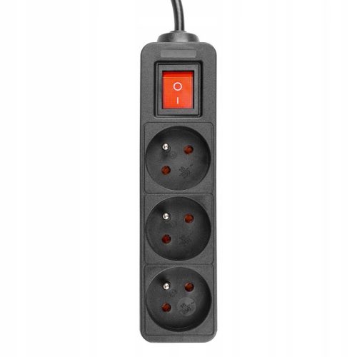 Hálózati Hosszabbító Kábel 3x Aljzat Ki/Be Kapcsoló 5m Fekete Masterled