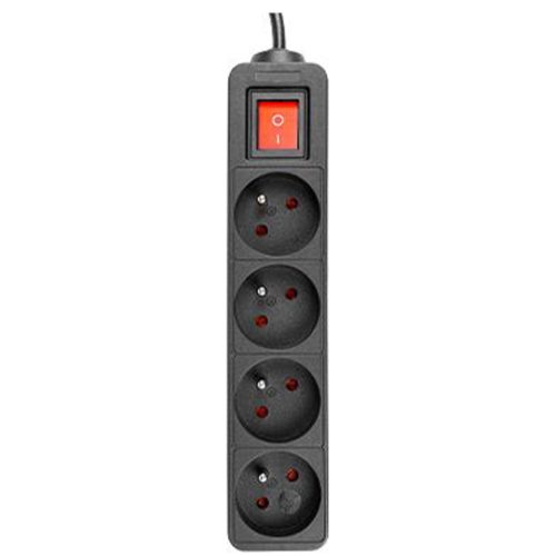 Hálózati Hosszabbító Kábel 4x Aljzat Ki/Be Kapcsoló 1.5m Fekete Masterled