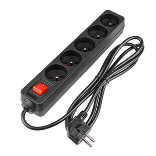 Hálózati Hosszabbító Kábel 5x Aljzat Ki/Be Kapcsoló 1.5m Fekete Masterled