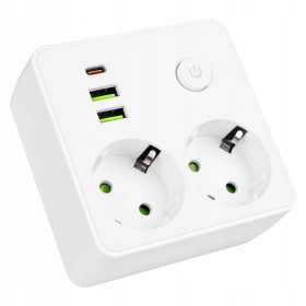  Złodziejka Modi hálózati elosztó 2x 230V + 2x USB-A 1x USB-C Fehér Masterled