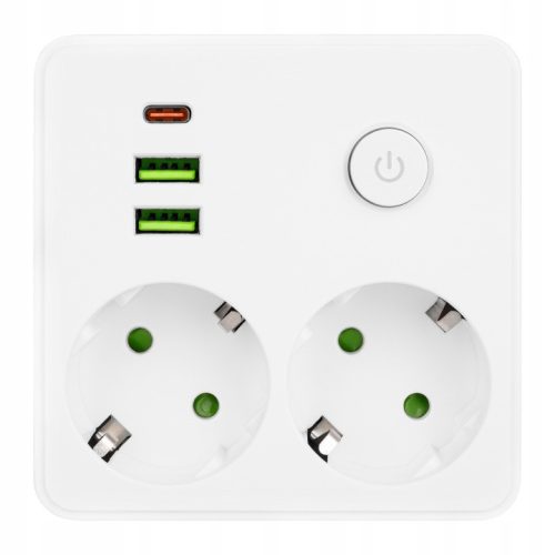 Złodziejka Modi hálózati elosztó 2x 230V + 2x USB-A 1x USB-C Fehér Masterled