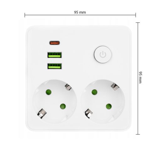 Złodziejka Modi hálózati elosztó 2x 230V + 2x USB-A 1x USB-C Fehér Masterled