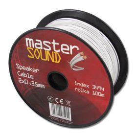 CU hangszórókábel, fehér, 2x0,35 réz, 2 eres, Masterled
