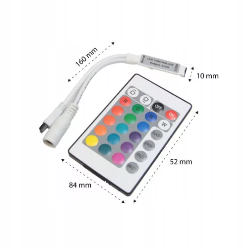 RGB IR LED szalagvezérlő 24 gombhoz, 6A, Mini Masterled