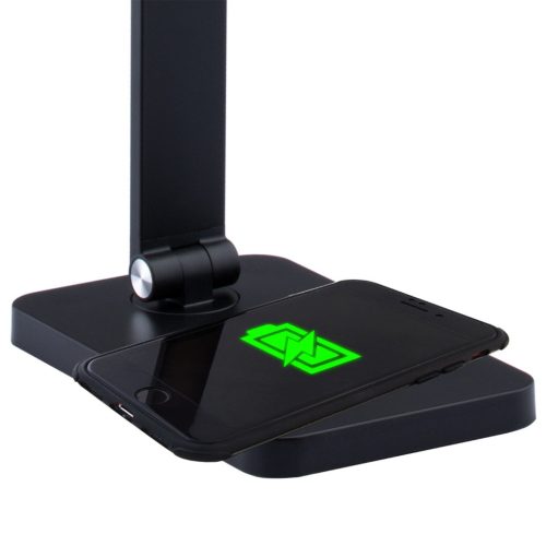 LED éjszakai asztali lámpa 7W 2700K-6000K CCT USB szabályozható érintőképernyős QI töltő