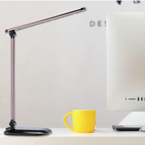 LED-es éjszakai asztali lámpa 5W 4500K USB fényerőszabályzható érintés QI töltővel