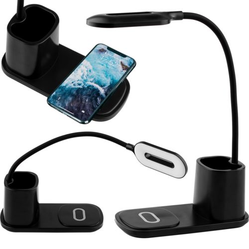 LED éjszakai asztali lámpa 3W 3000K - 6000K USB Touch QI töltővel NINA