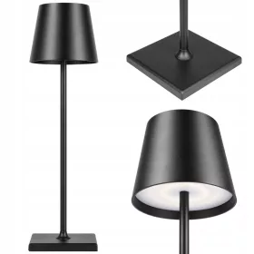   LED asztali lámpa, 3W, 200lm, 4000K, semleges, újratölthető, iskolai éjszakai fény, szabályozható, be-/kikapcsoló, fekete, Solio Masterled
