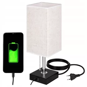   Asztali lámpa, E27, asztali iskolai éjszakai fény, USB-A + USB-C, be/ki kapcsoló, fekete króm, Boro Masterled