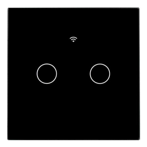 Üvegkapcsoló ÉRINTŐKÉPERNYŐS Wi-Fi LED fekete dupla