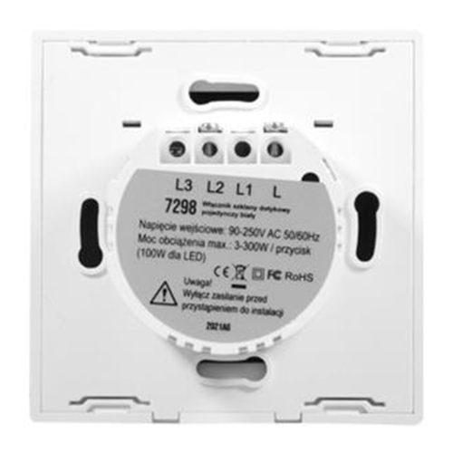 Üveg érintőkapcsoló LED dupla fehér IP54 Masterled