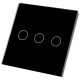 Üvegkapcsoló ÉRINTŐKÉPERNYŐS LED fekete tripla