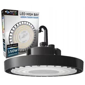   LED High Bay ipari függeszték 150W 4000/5000/6000K CCT 90° fekete IP65 Masterled