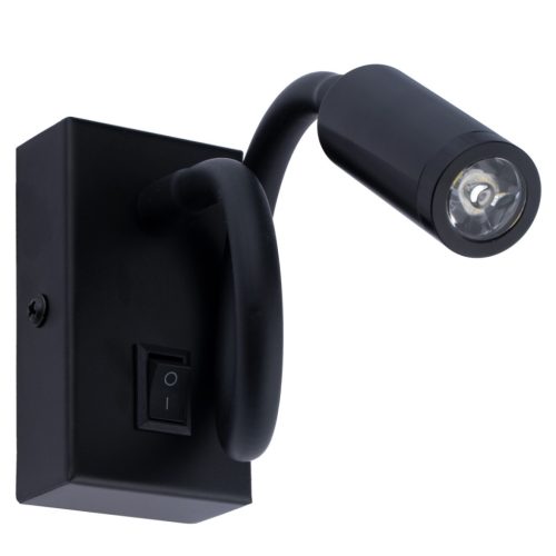 LED oldalfali lámpa Rugalmas olvasó  LEO 3W 4000K fekete