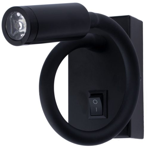 LED oldalfali lámpa Rugalmas olvasó  LEO 3W 4000K fekete
