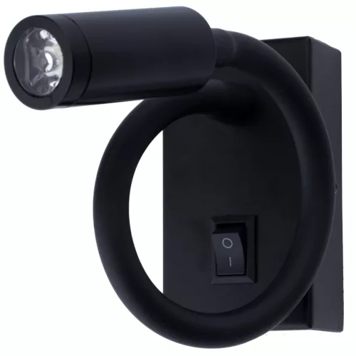 LED oldalfali lámpa Rugalmas olvasó  LEO 3W 4000K fekete