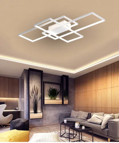Geometrikus mennyezeti lámpa LED csillár 130W 3000K-6500K fehér + távirányító