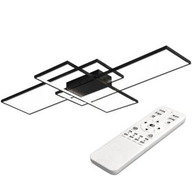   Geometrikus mennyezeti lámpa LED csillár 130W 3000K-6500K fekete + távirányító