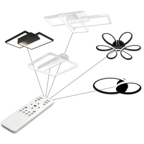 Geometrikus mennyezeti lámpa LED csillár 130W 3000K-6500K fekete + távirányító