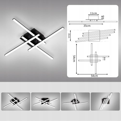 Geometrikus mennyezeti lámpa LED csillár MODENA GRANDO 34W 4000K fekete